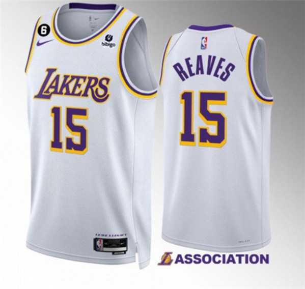 Mens Los Angeles Lakers #15 Austin Reaves White Association Edition With NO.6 Patch Stitched Basketball Jersey->los angeles lakers->NBA Jersey